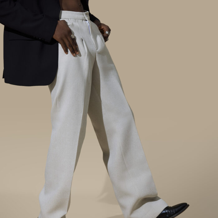 Soft Ivory Wide-Leg Trousers